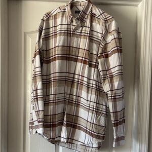 Roper Men's Casual Plaid Shirt in Brown and White